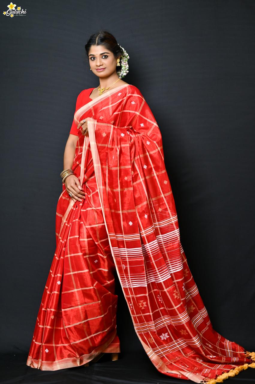 Tissue Cotton Jhal Saree