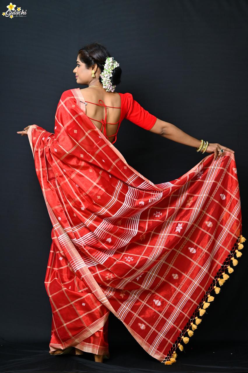 Tissue Cotton Jhal Saree