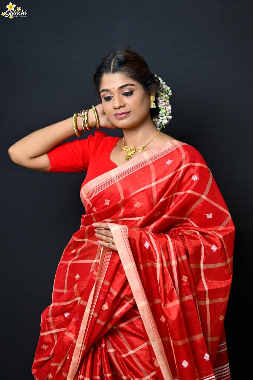 Tissue Cotton Jhal Saree